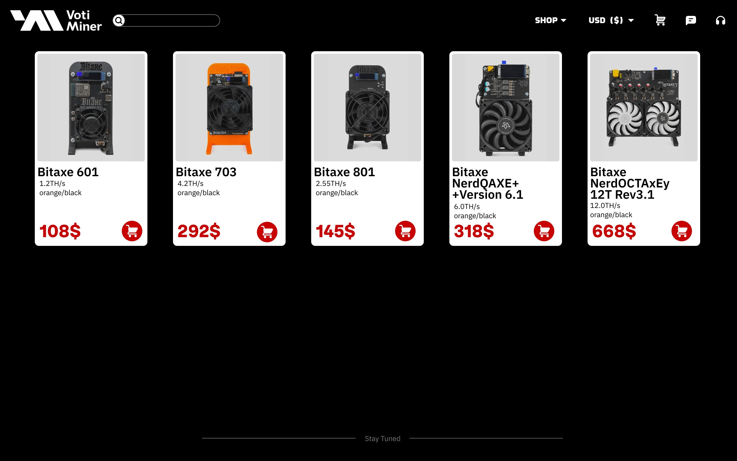 VotiMiner all products page exported from Figma