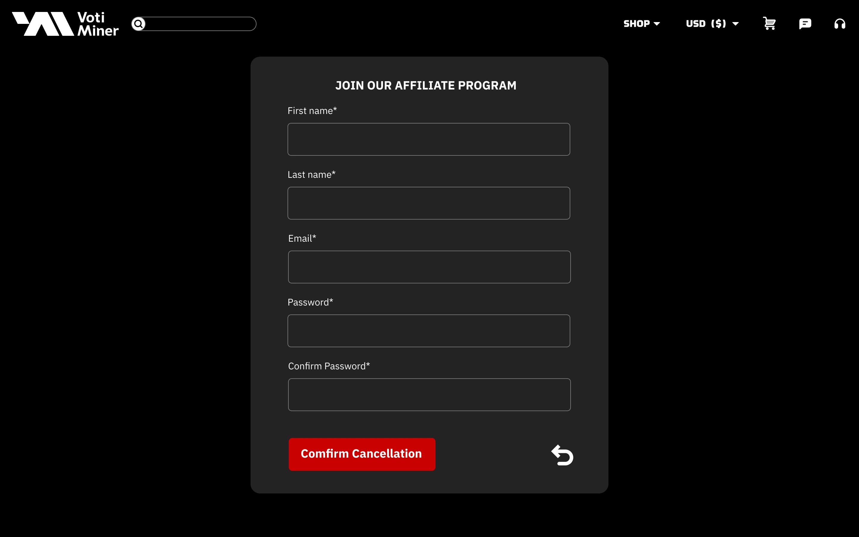 VotiMiner affiliate program page exported from Figma